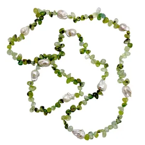 124-05 | PREHNITE & WILD PEARL NECKLACE 56”