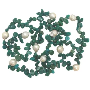 124-08 | AMAZONITE & WILD PEARL NECKLACE 56"