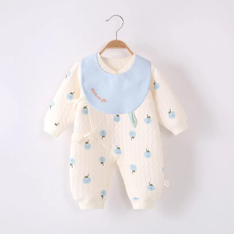 2021 autumn and winter new children's clothing baby jacket boneless warm ha clothing newborn strap ha clothing baby clothing