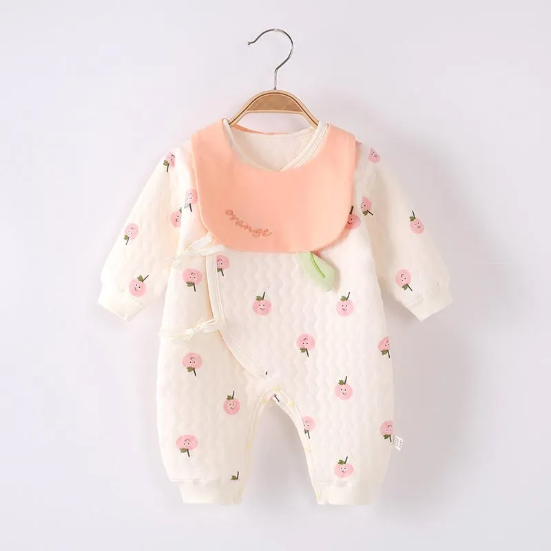 2021 autumn and winter new children's clothing baby jacket boneless warm ha clothing newborn strap ha clothing baby clothing