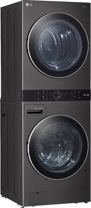 4.5 Cu. Ft. HE Smart Front Load Washer and 7.4 Cu. Ft. Gas Dryer WashTower with Steam and Built-In Intelligence - Black steel