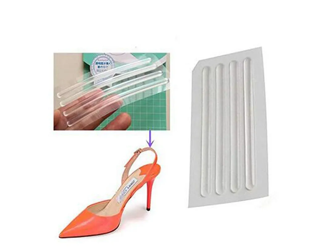 6 Sheets (24PCS) Clear Silicone Thin Adhesive Tape Anti-wear Back foot sticker High Heel Shoes Cushion Care For Women Lady Girls