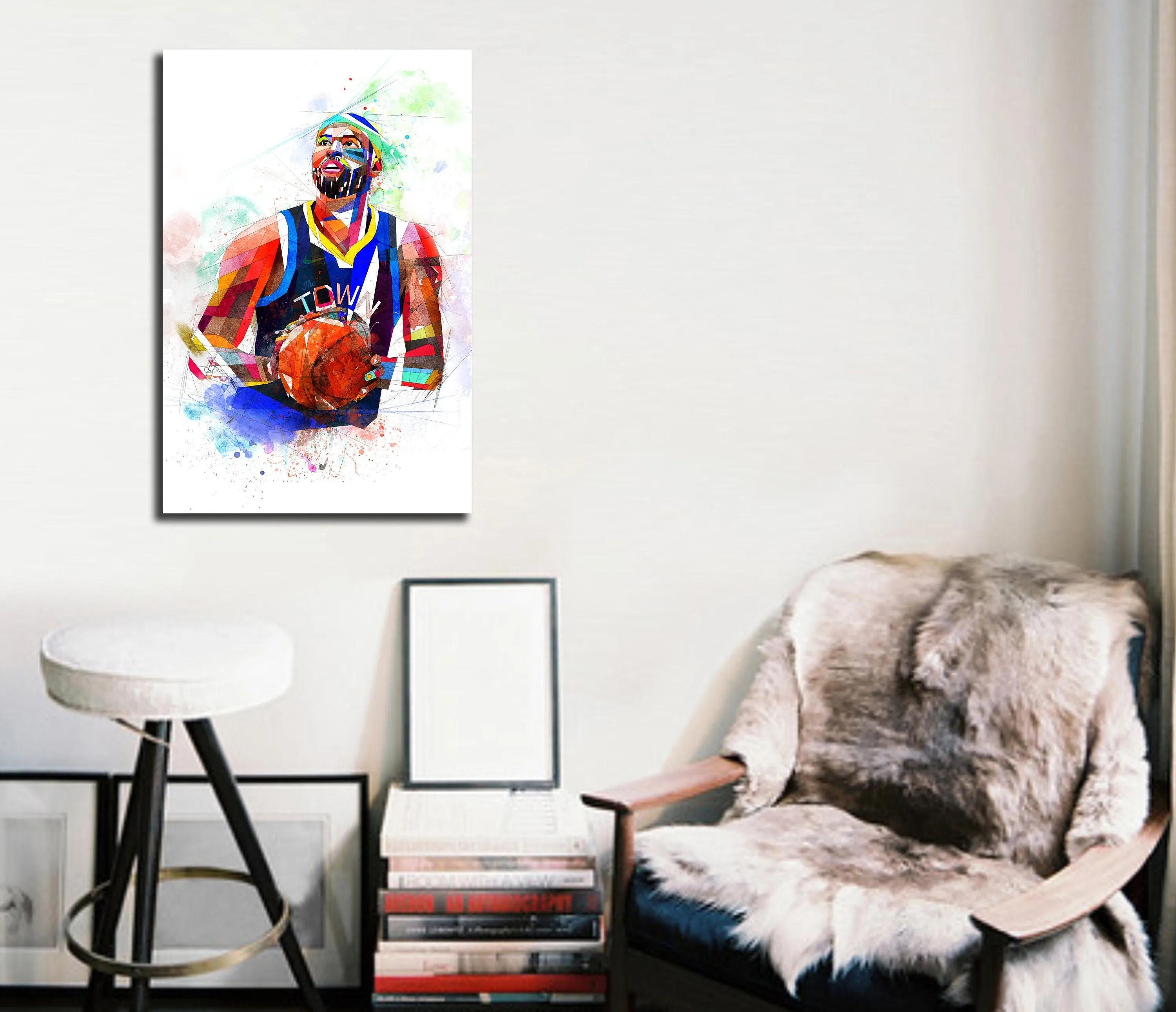 Abstract Basketball Canvas Wall Art Inspired by DeMarcus Cousins // NBA-DC01