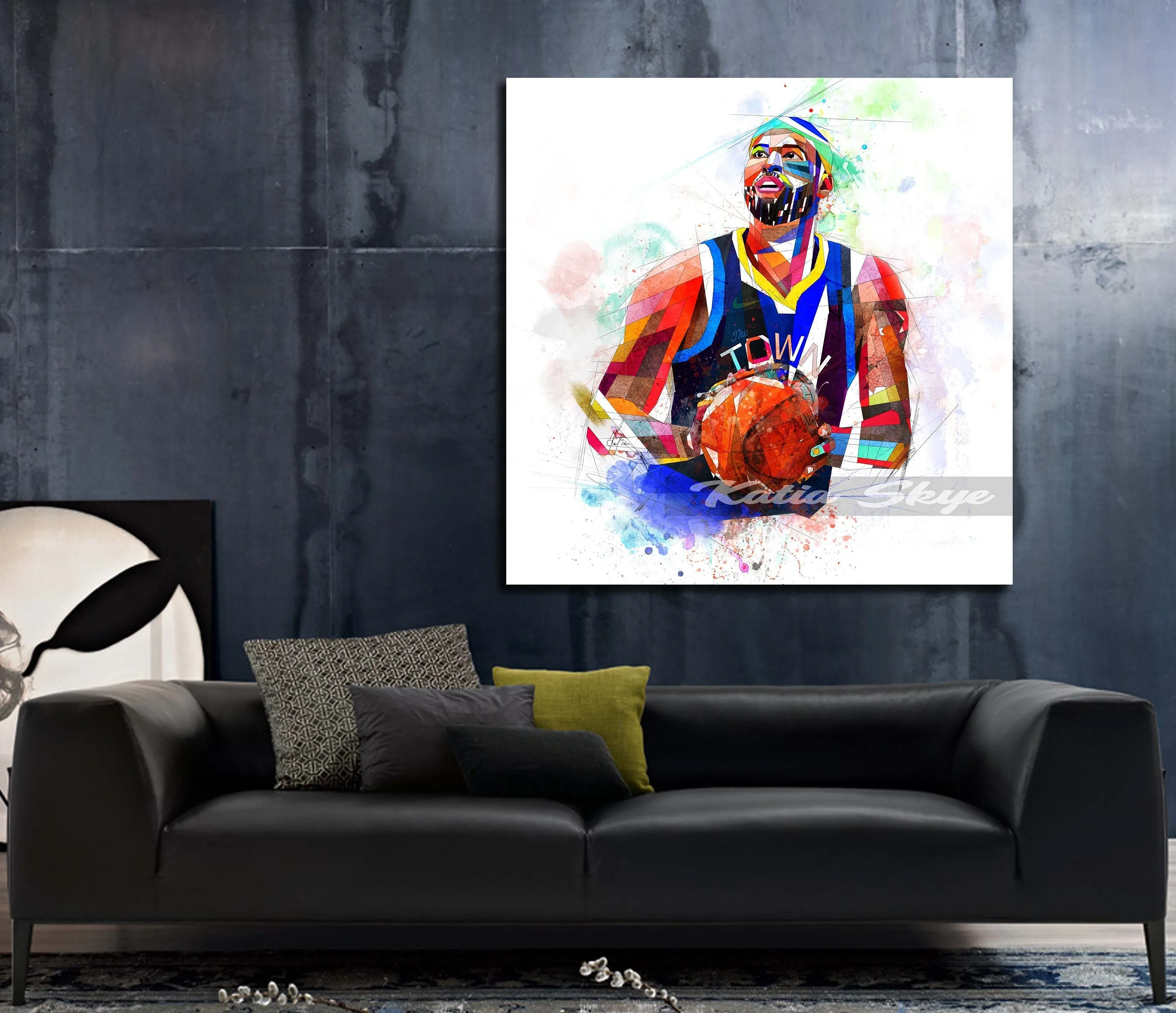 Abstract Basketball Canvas Wall Art Inspired by DeMarcus Cousins // NBA-DC01