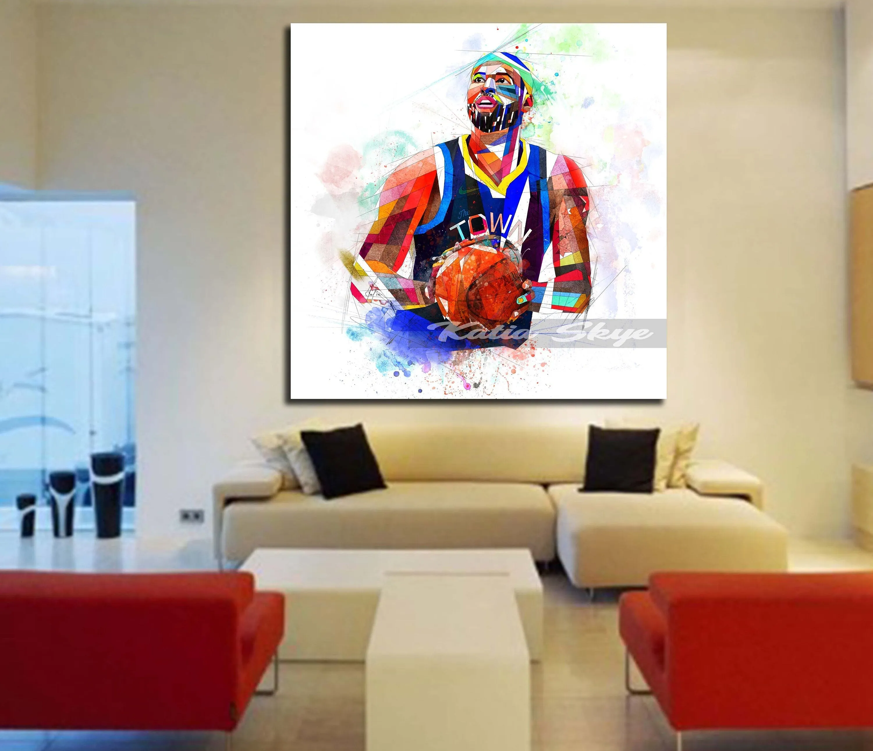 Abstract Basketball Canvas Wall Art Inspired by DeMarcus Cousins // NBA-DC01