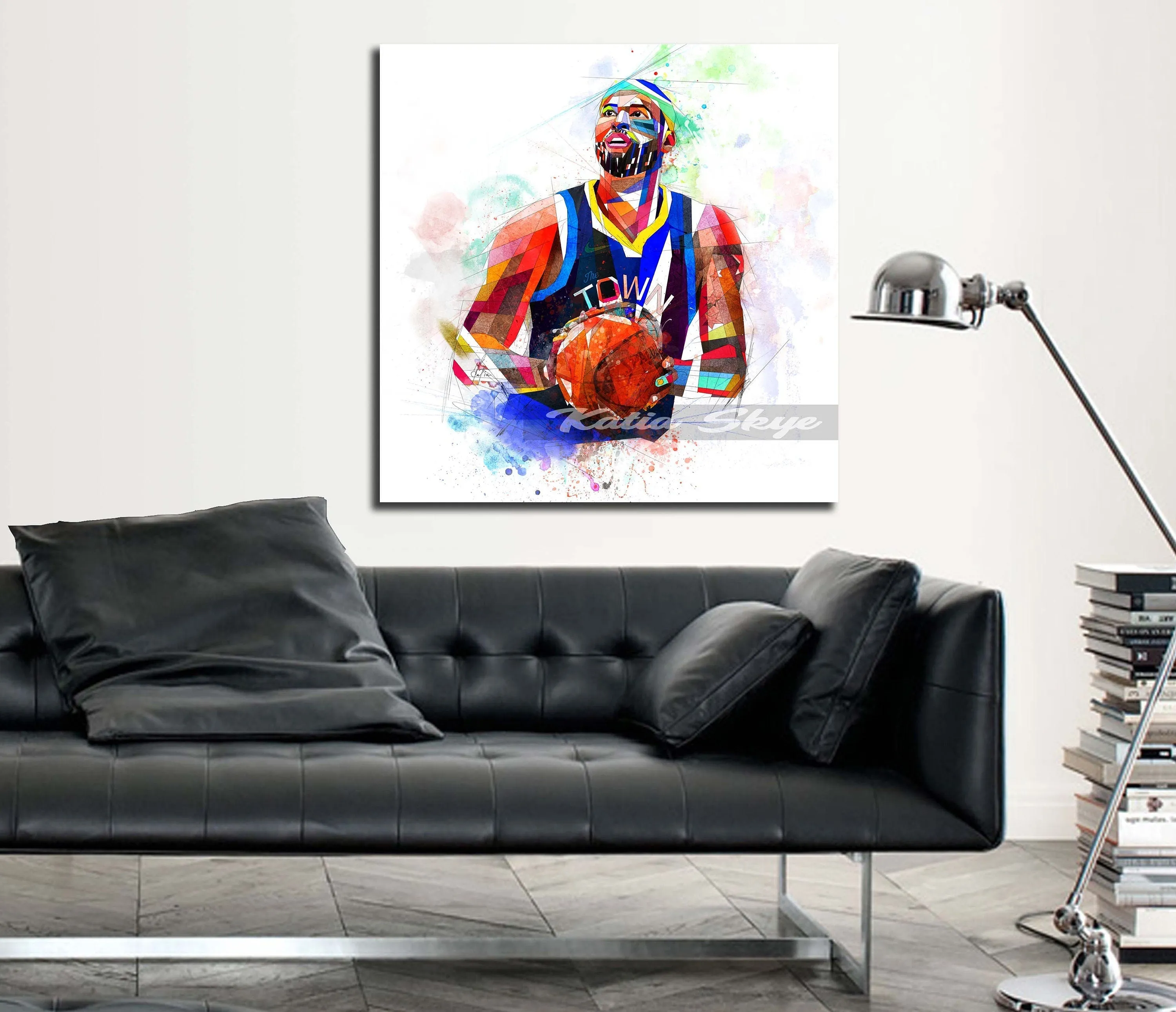 Abstract Basketball Canvas Wall Art Inspired by DeMarcus Cousins // NBA-DC01