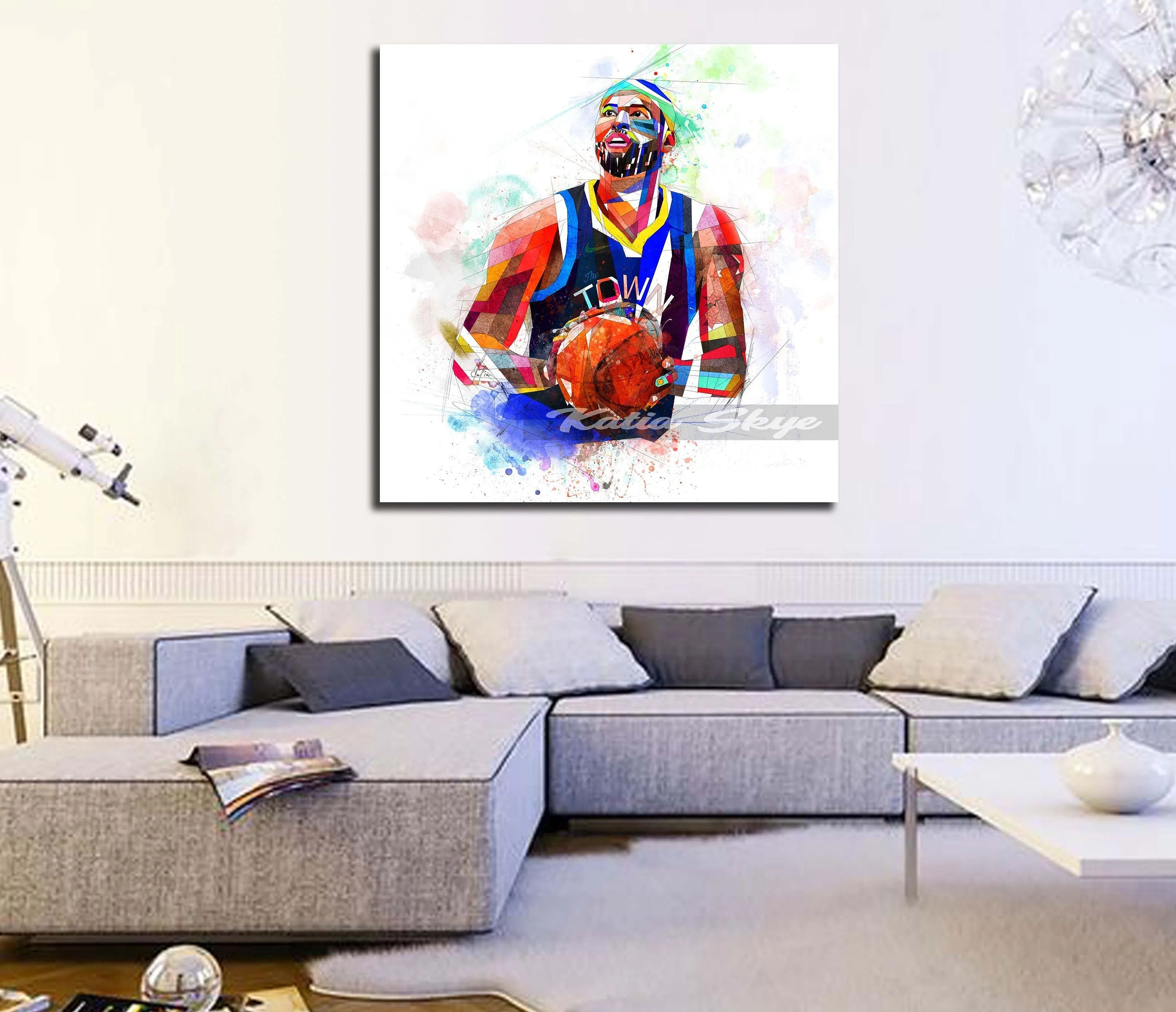 Abstract Basketball Canvas Wall Art Inspired by DeMarcus Cousins // NBA-DC01