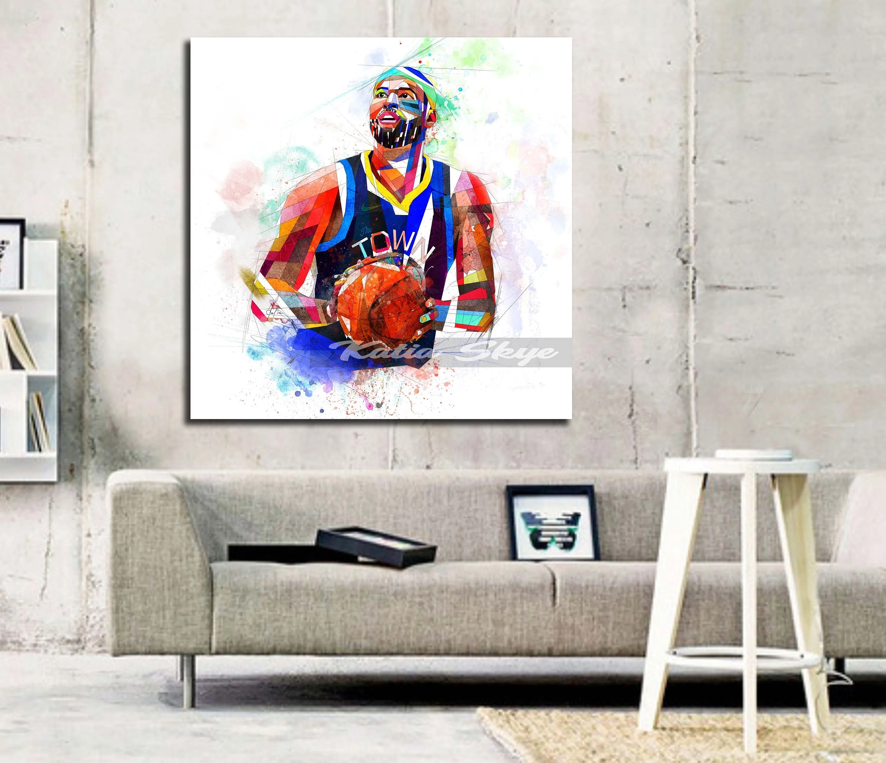 Abstract Basketball Canvas Wall Art Inspired by DeMarcus Cousins // NBA-DC01