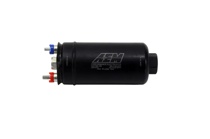 AEM High Flow Electric Fuel Pump In-Line 380 lph at 90 psi 10 AN Female O-Ring Inlet - 6 AN Female O-Ring Outlet