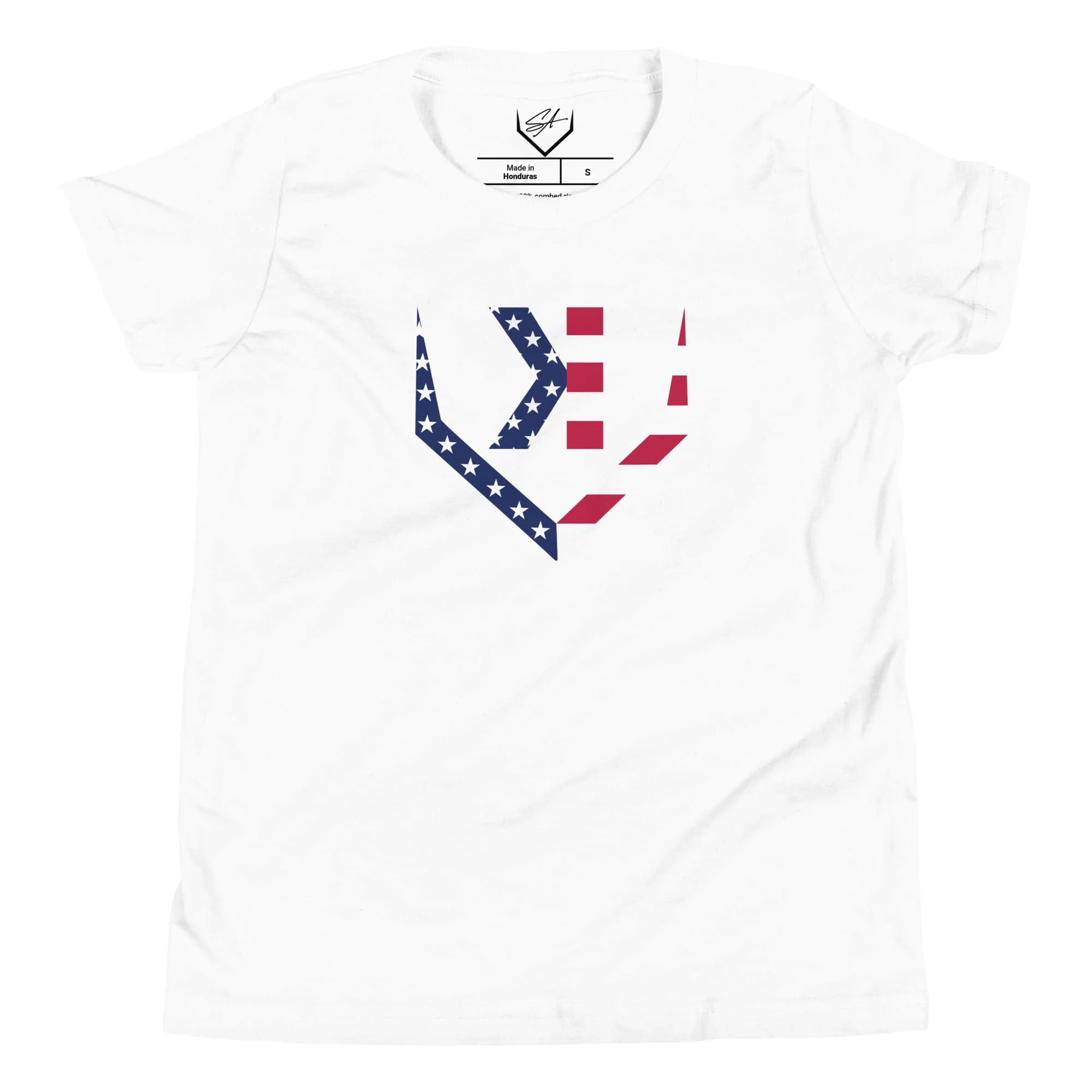 American Flag Home Plate Non-Distressed - Youth Tee