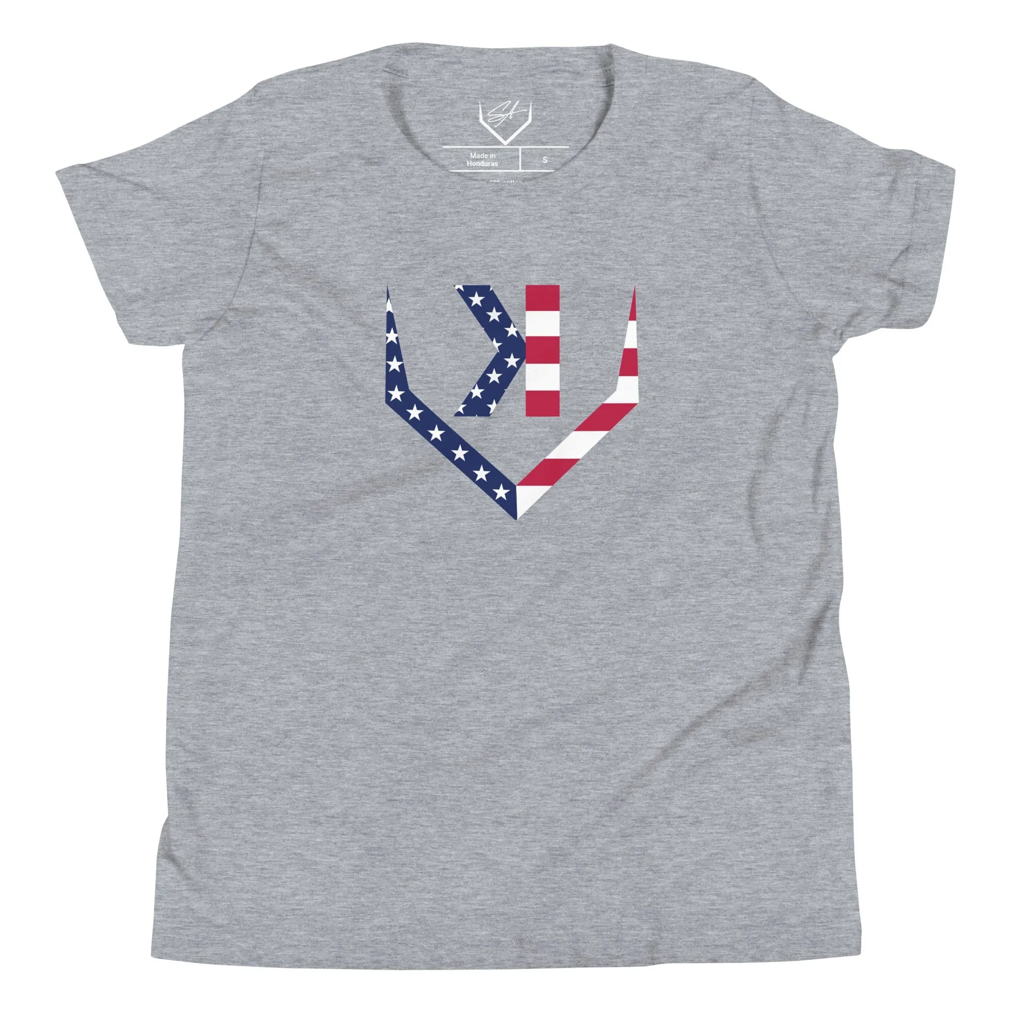 American Flag Home Plate Non-Distressed - Youth Tee