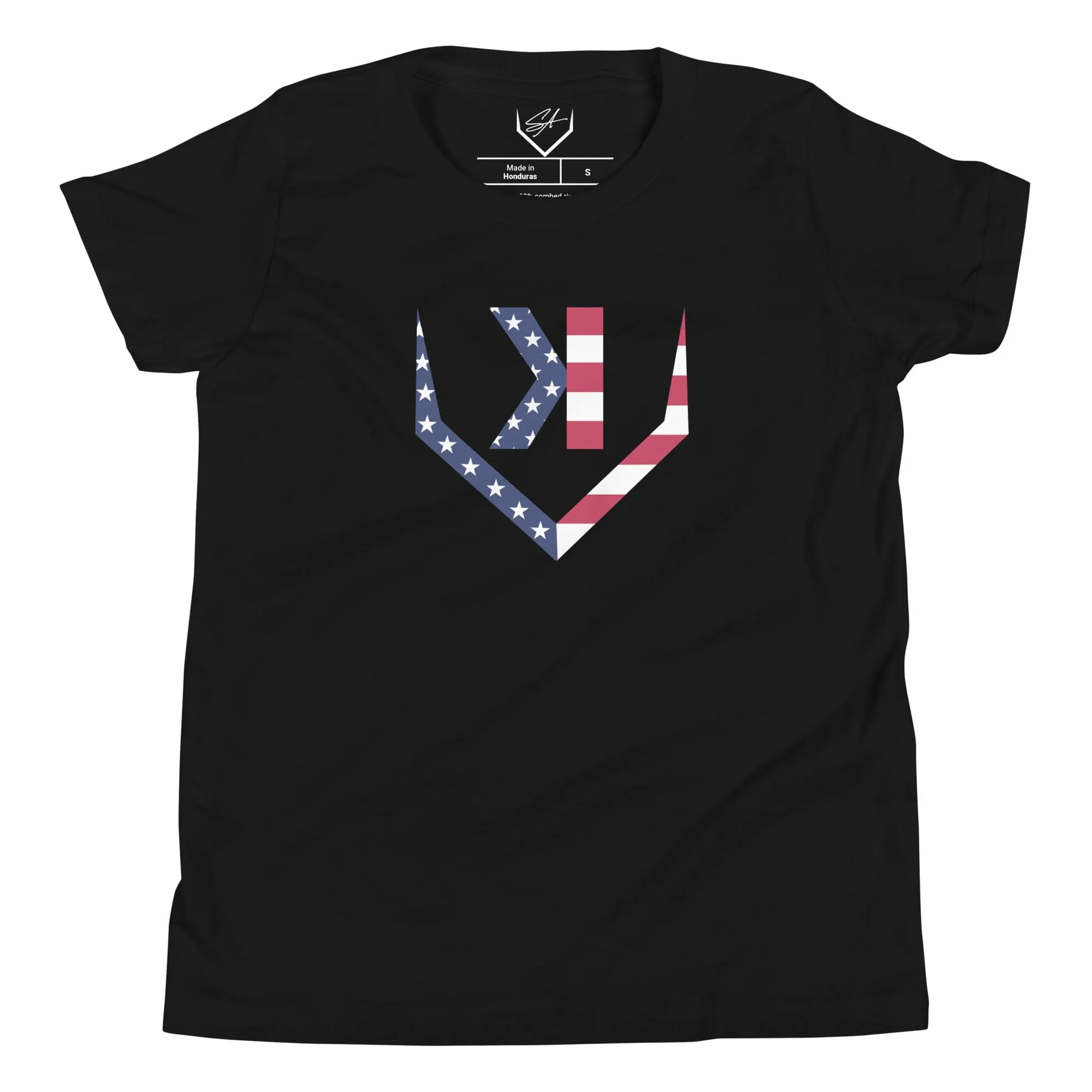 American Flag Home Plate Non-Distressed - Youth Tee