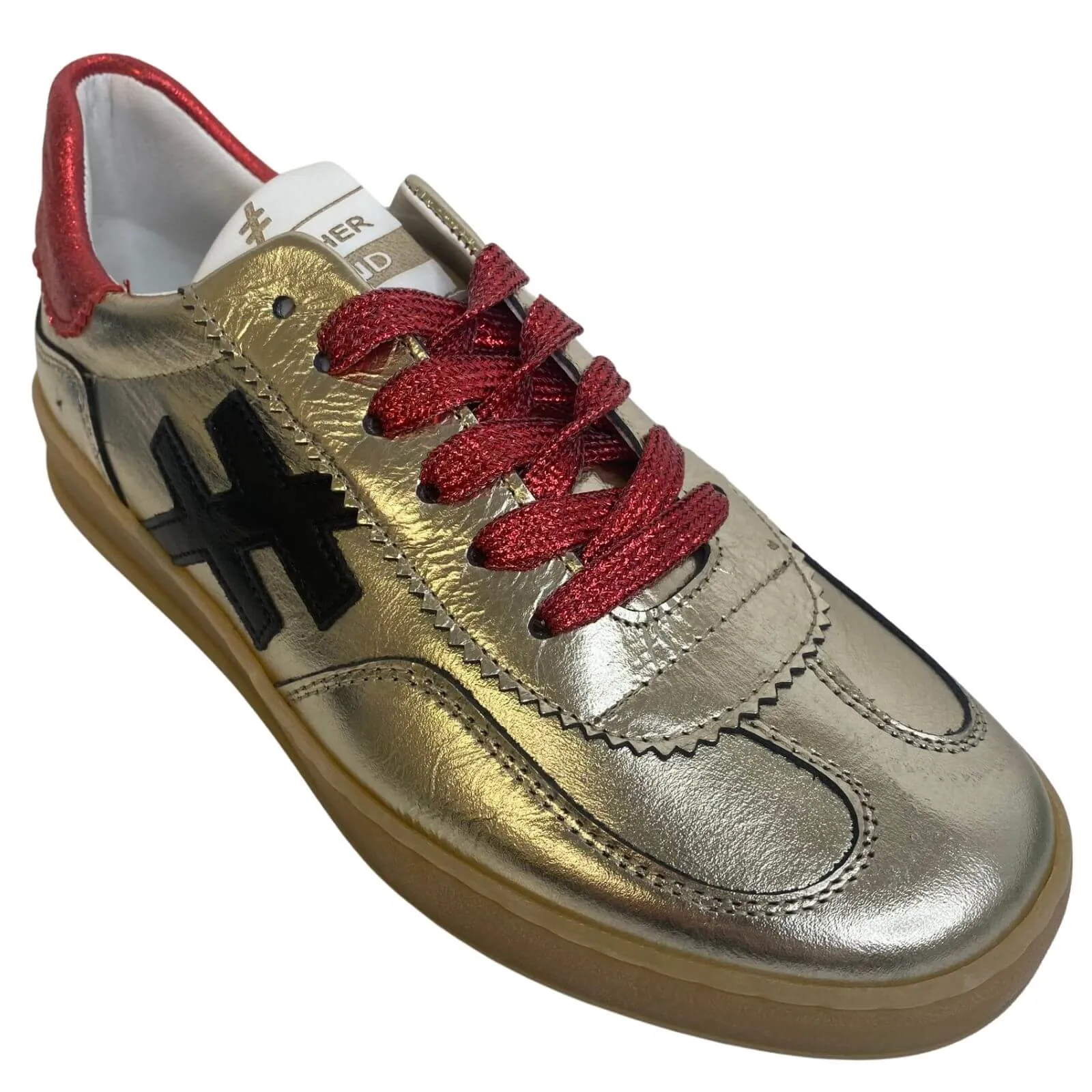 Another Trend Gold, Black & Red Metallic Sneakers