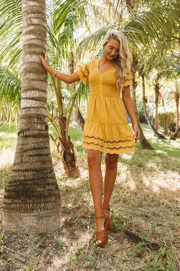 Bahamas Bungalow Eyelet Dress In Primrose Yellow