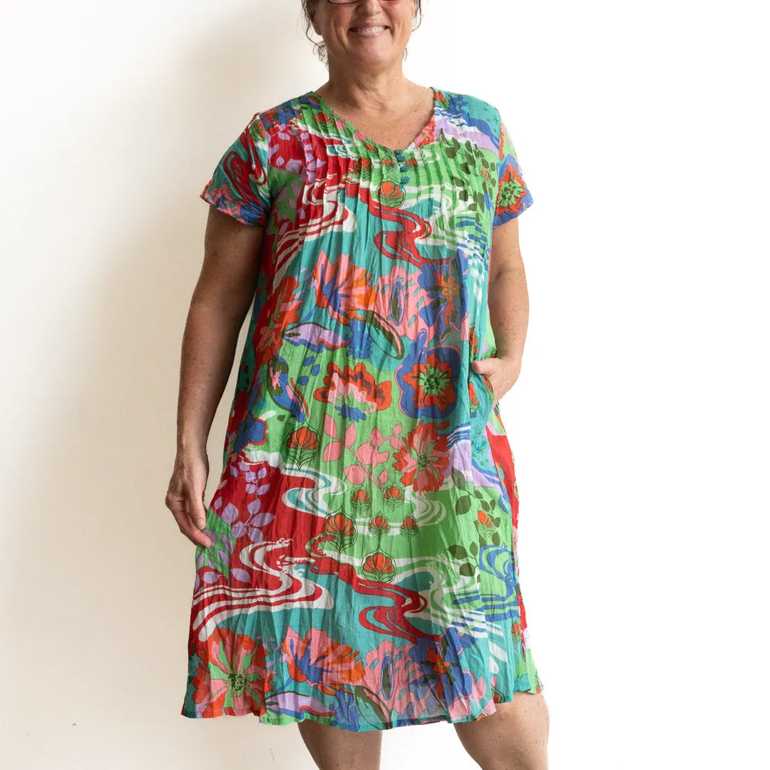 Be The Sunshine Cotton Dress - Festive Splash