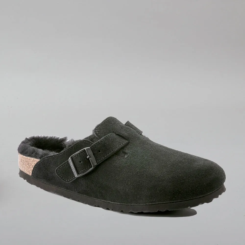 BIRKENSTOCK BOSTON SHEARLING BLACK CLOGS