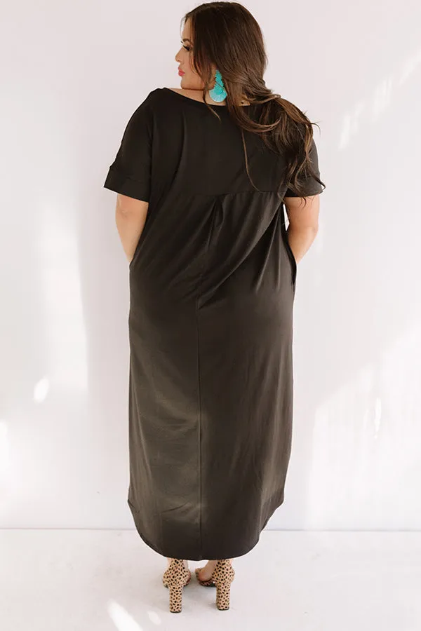 Buena Vista Vacay T-Shirt Maxi In Black Curves