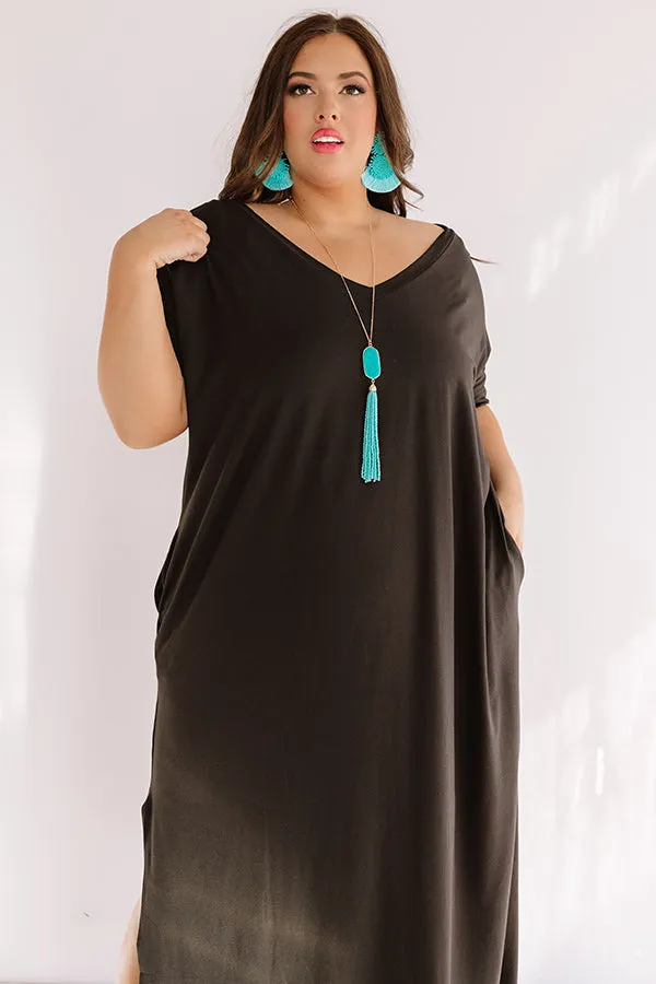 Buena Vista Vacay T-Shirt Maxi In Black Curves