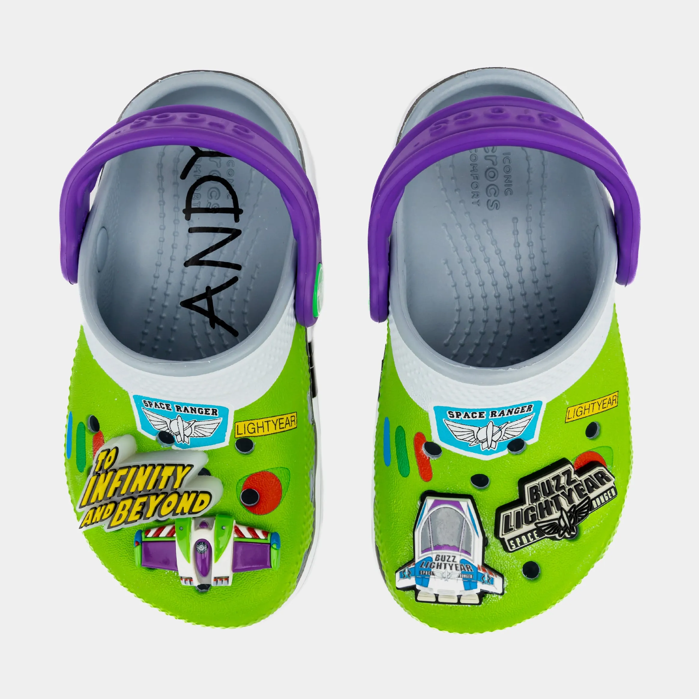 Buzz Lightyear Classic Clog Infant Toddler Sandals (Green/White/Purple)