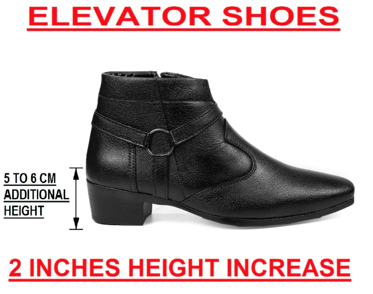 BXXY Men's New Height Increasing with Strapped Zipper and Buckle Boots for All Occassions and All Seasons