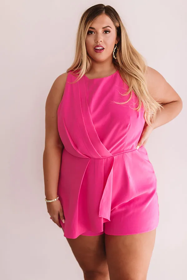 Casual Elegance Romper In Hot Pink Curves