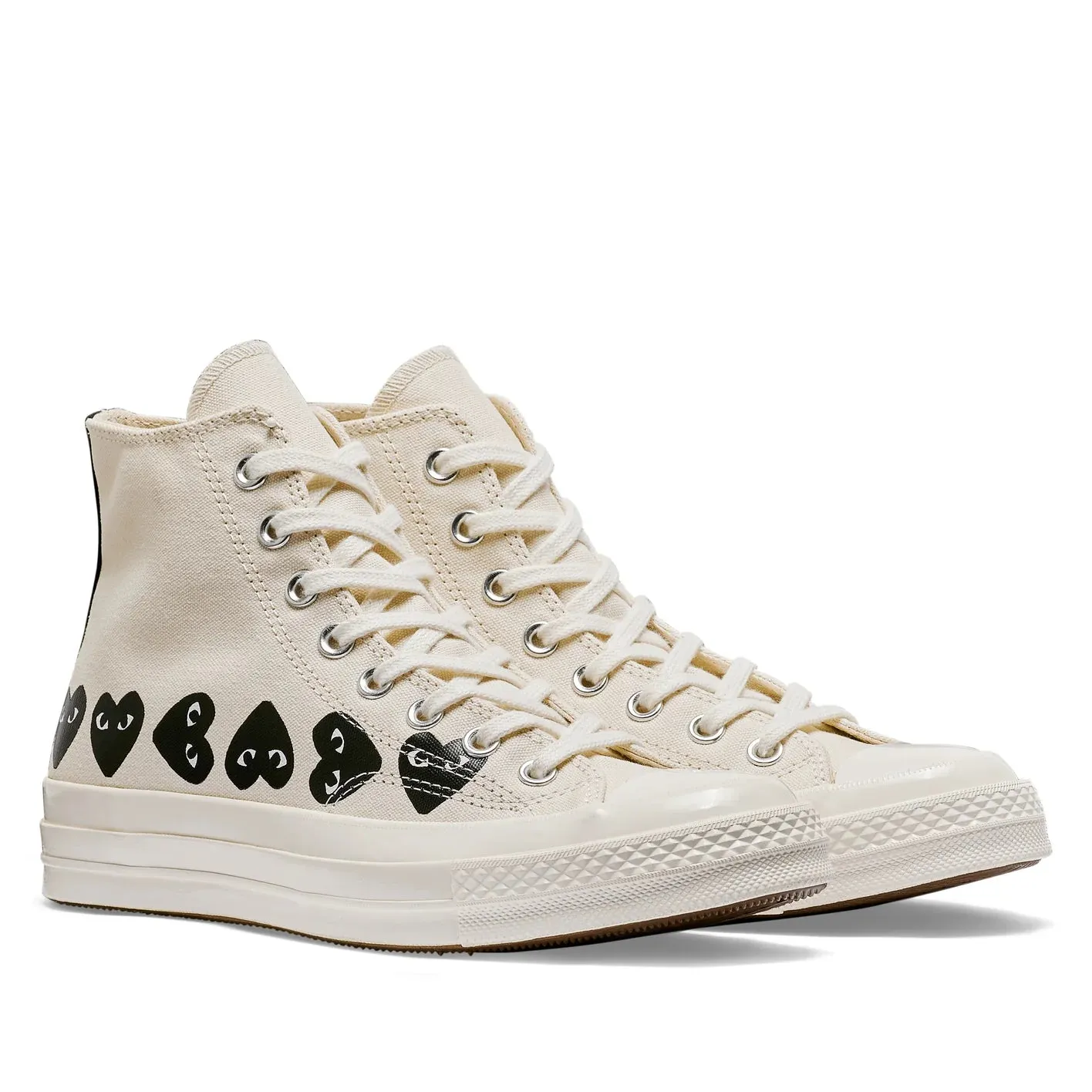 CdG PLAY Converse Multi Heart White High Top Sneakers