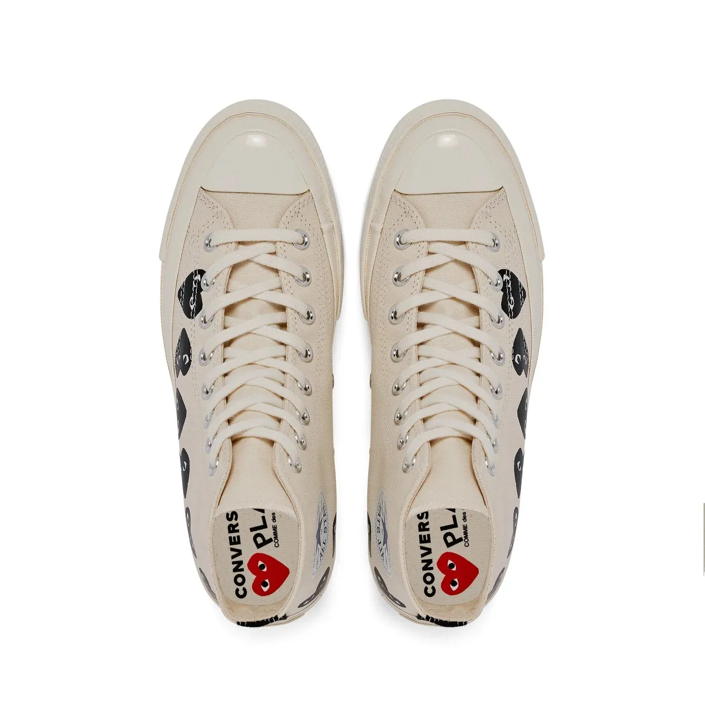 CdG PLAY Converse Multi Heart White High Top Sneakers