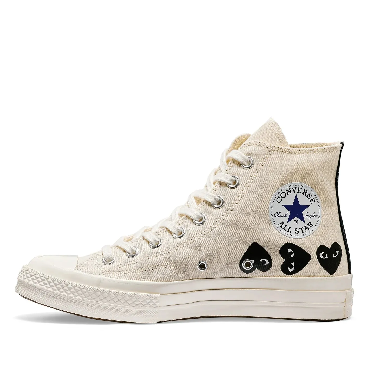 CdG PLAY Converse Multi Heart White High Top Sneakers