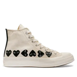 CdG PLAY Converse Multi Heart White High Top Sneakers