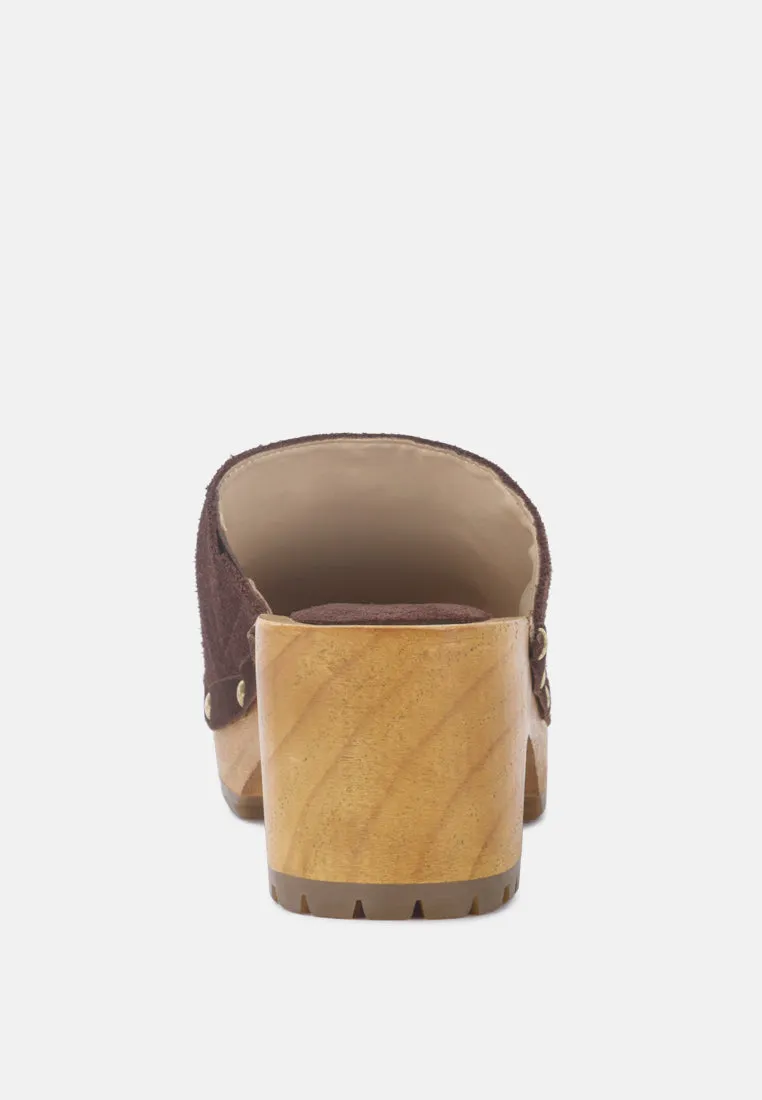 Cedrus Fine Suede Studded Clogs Mules