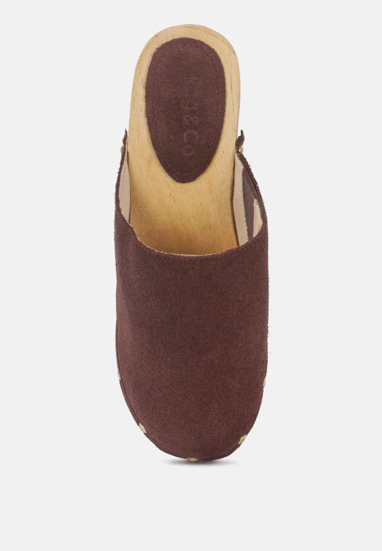 Cedrus Fine Suede Studded Clogs Mules