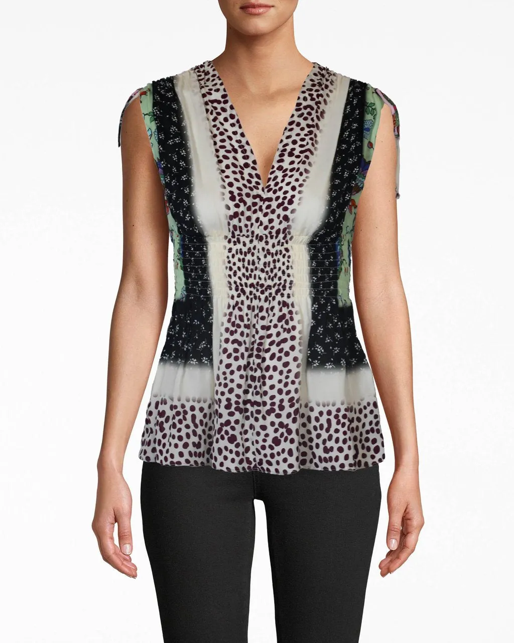 Chabana Scarf Smocked Top In Multicolor