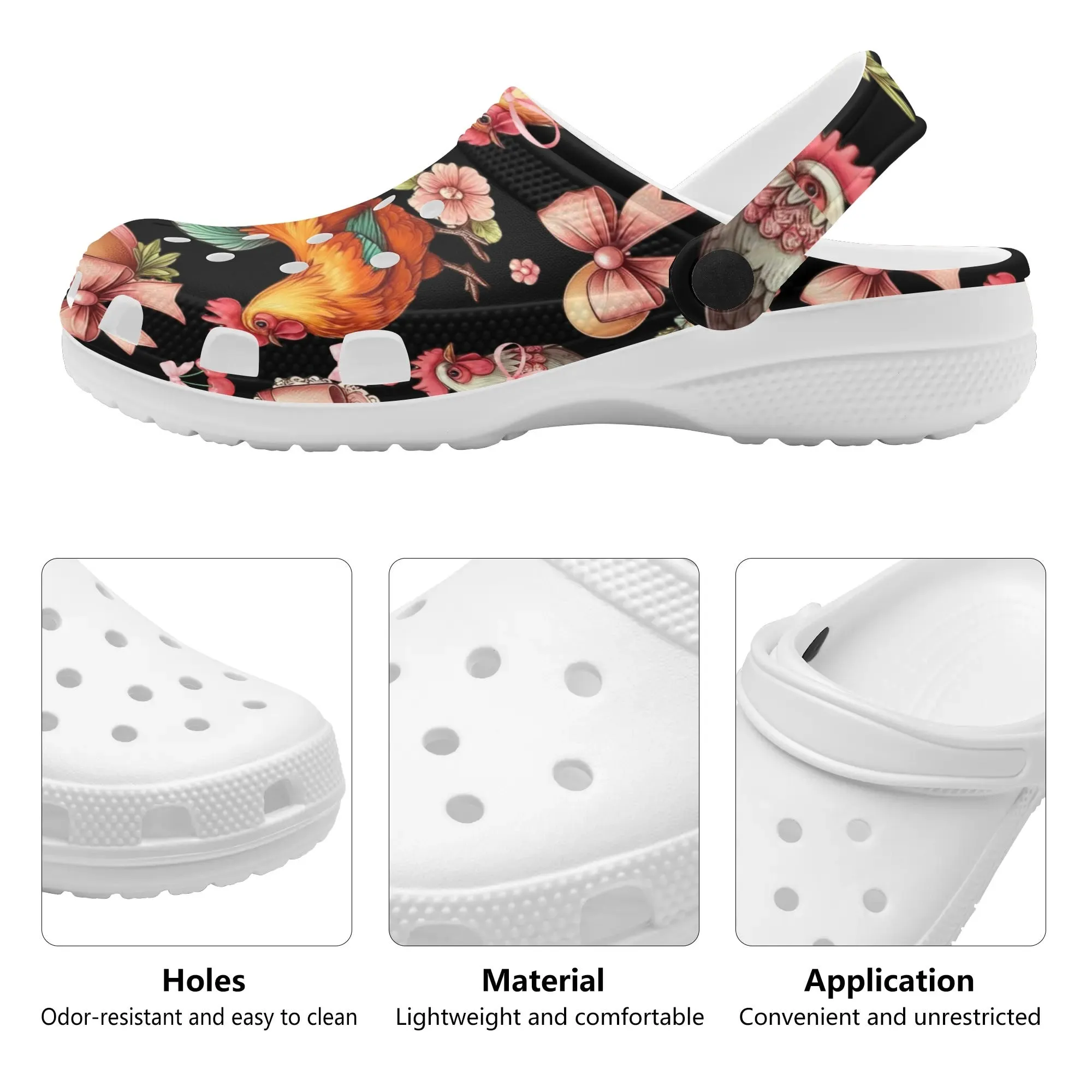 Chicken Pattern Clogs for Animal Print Womens All Over Printing Classic Sandals