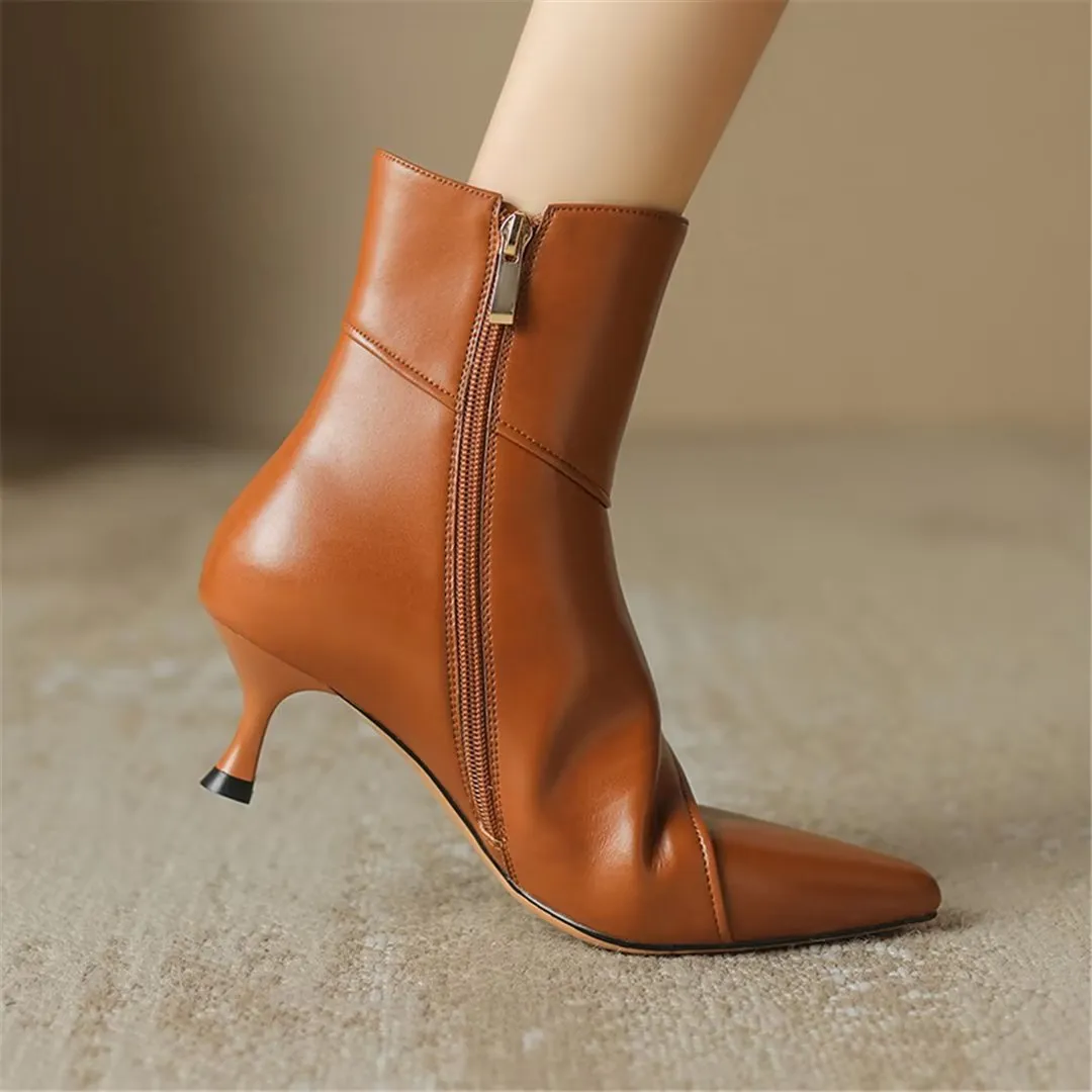 ChicLeather Elegance Pointed Toe Winter Boots