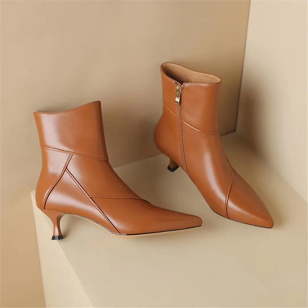 ChicLeather Elegance Pointed Toe Winter Boots