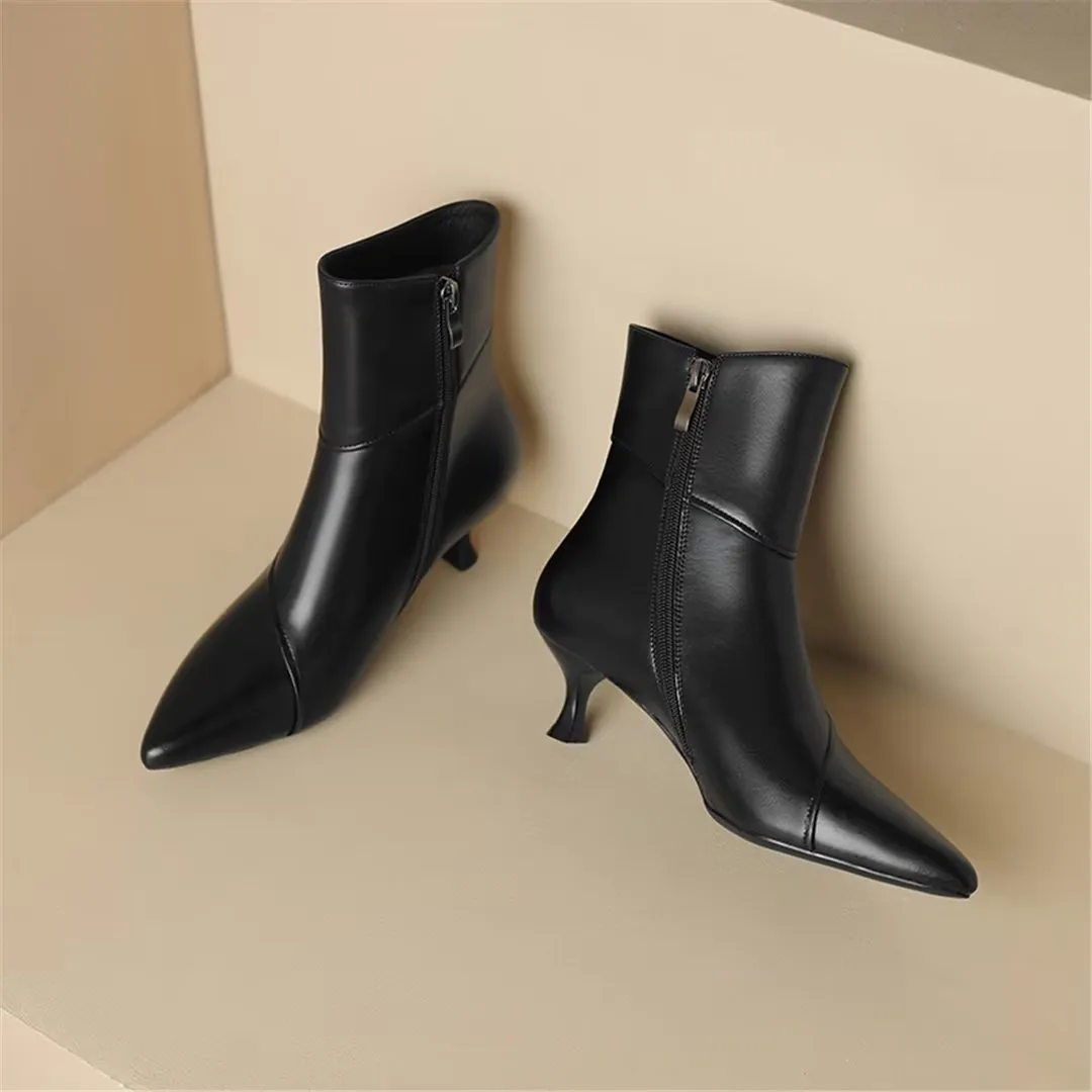 ChicLeather Elegance Pointed Toe Winter Boots