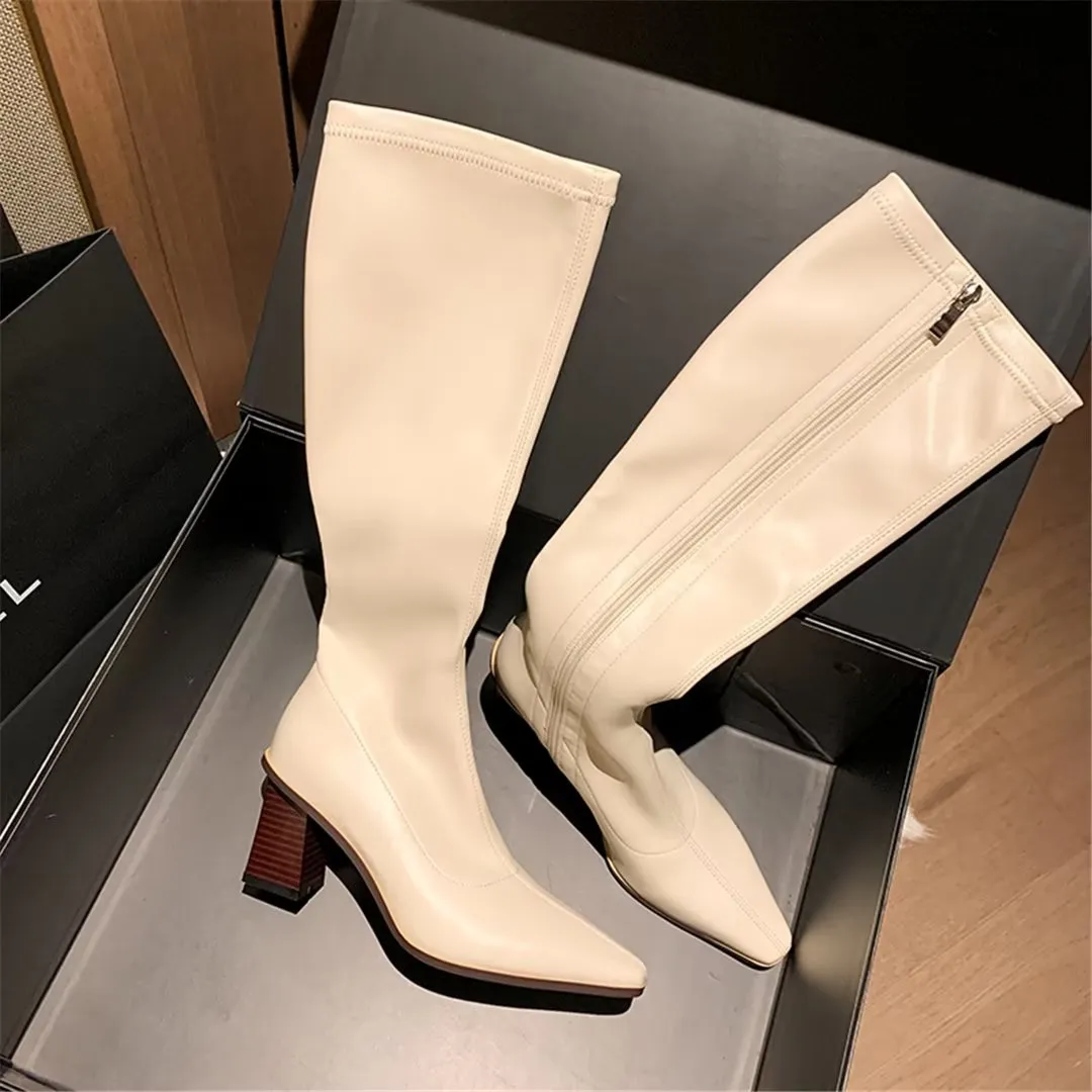 ChicVogue Elite Leather Square-Toe Winter Boots