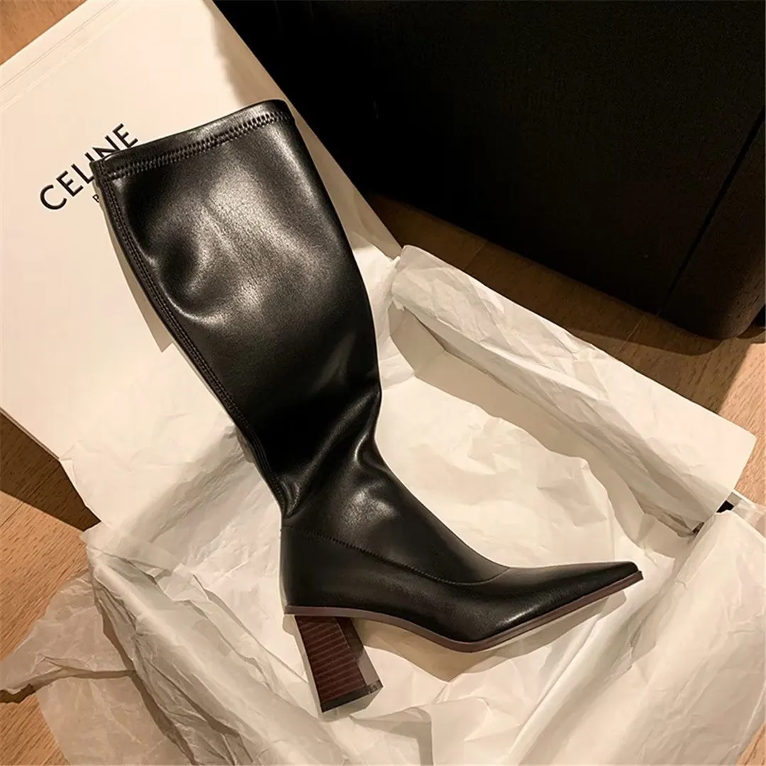 ChicVogue Elite Leather Square-Toe Winter Boots