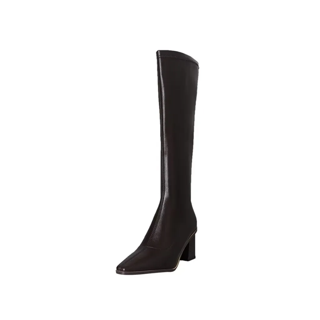 ChicVogue Elite Leather Square-Toe Winter Boots