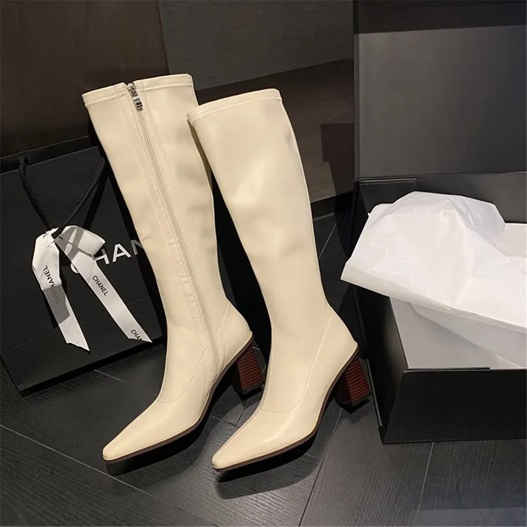 ChicVogue Elite Leather Square-Toe Winter Boots