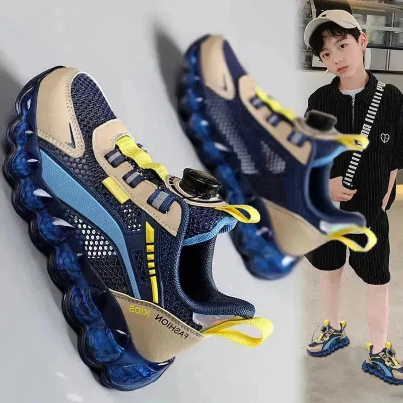 Children's Sports Rotating Buckle Single Mesh Shoes