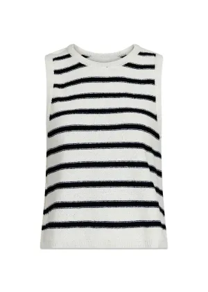 Chira Boucle Knit Stripe Top - Black Striped