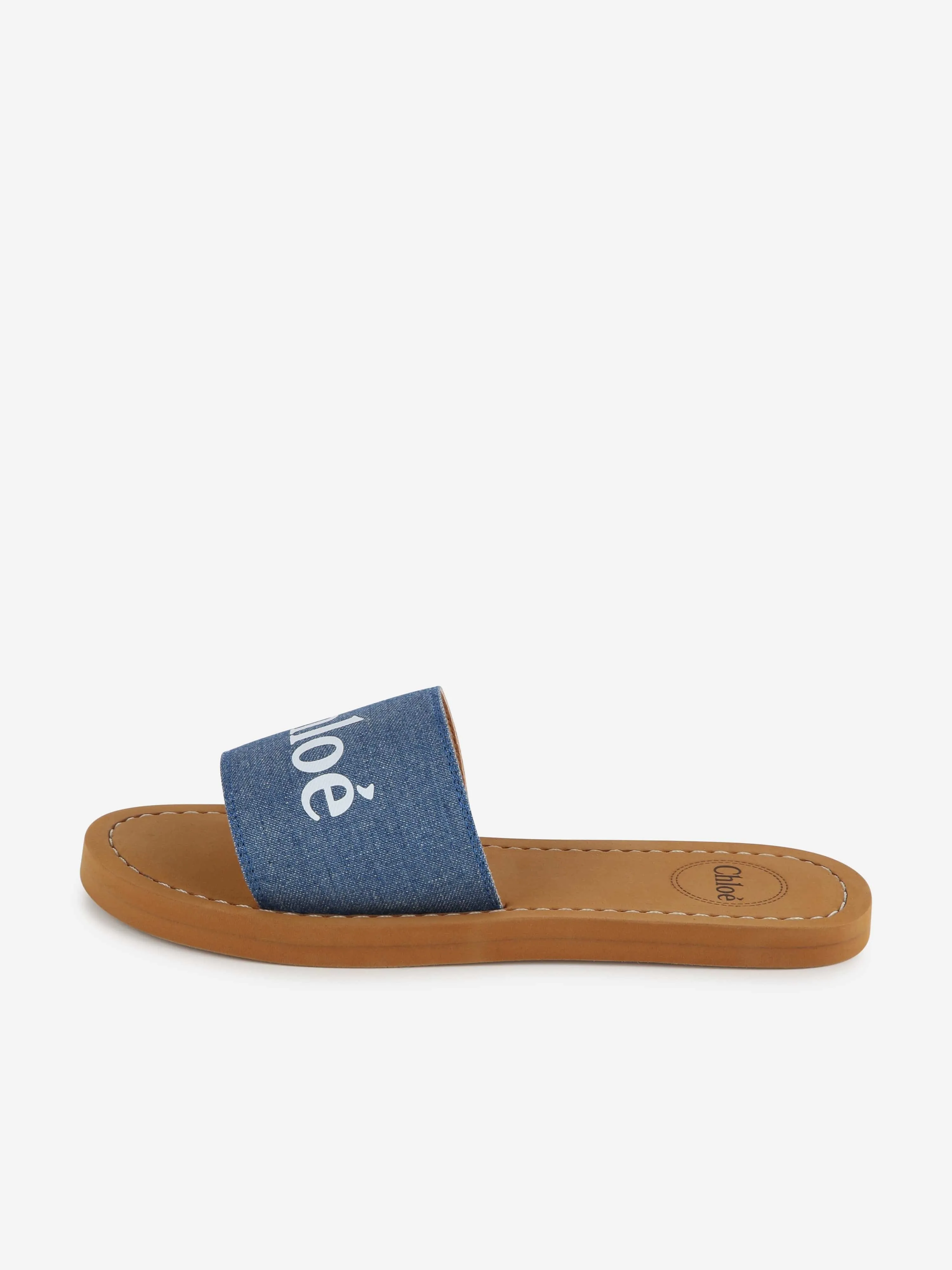 Chloé Girls Denim Slides in Blue