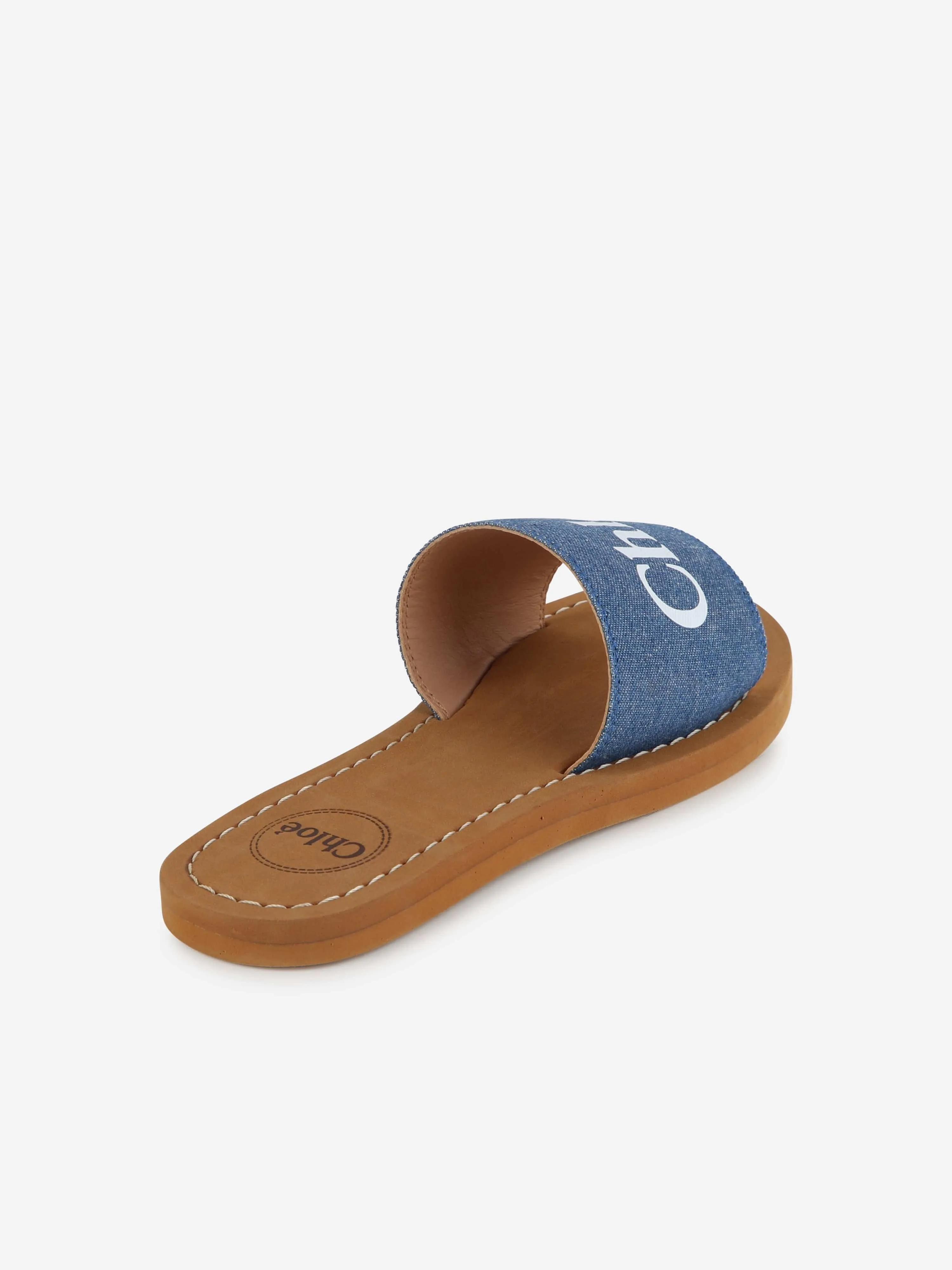 Chloé Girls Denim Slides in Blue