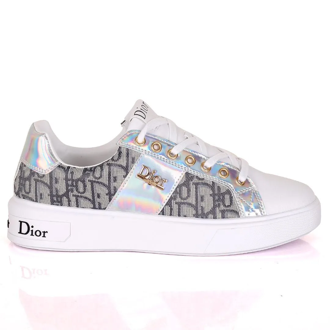 Christ Dio Gold Logo Crested Designed White Sole Lace Up Sneakers