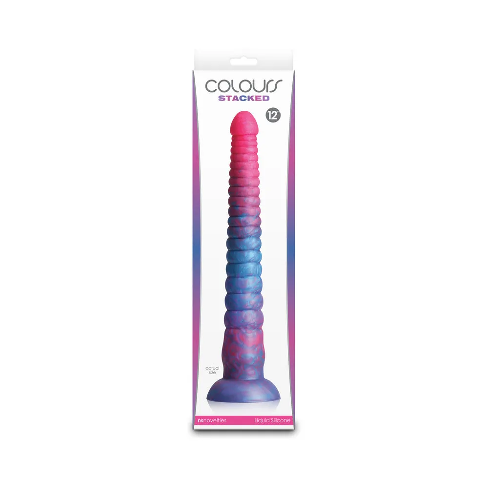 Colours Stacked 12in Dildo Pink/Blue