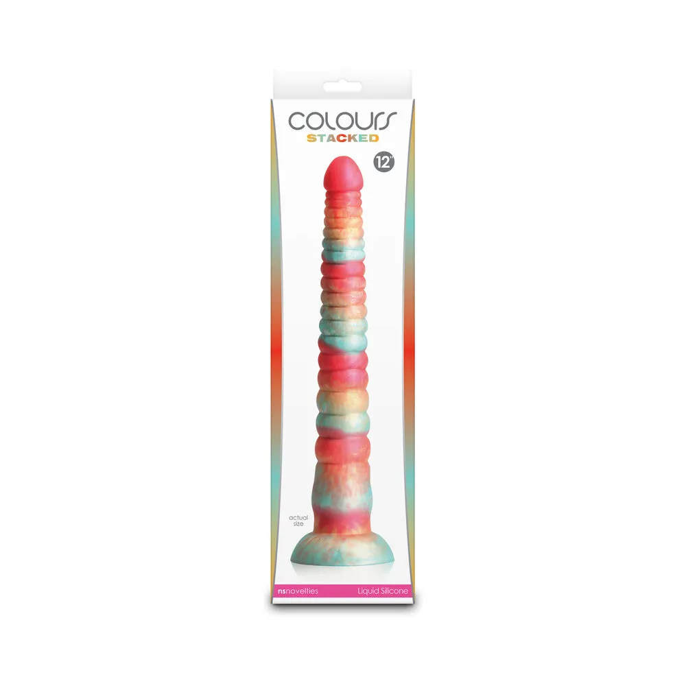 Colours Stacked 12in Dildo Red/Gold