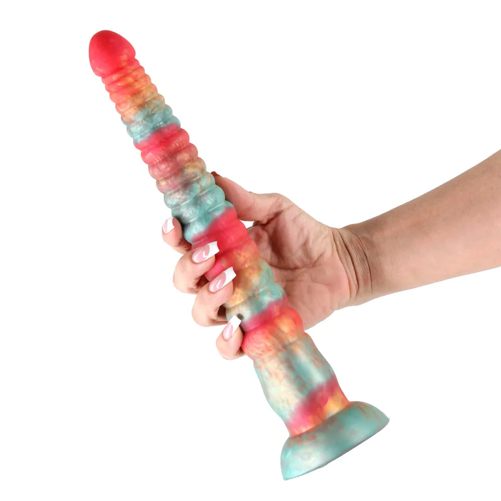 Colours Stacked 12in Dildo Red/Gold