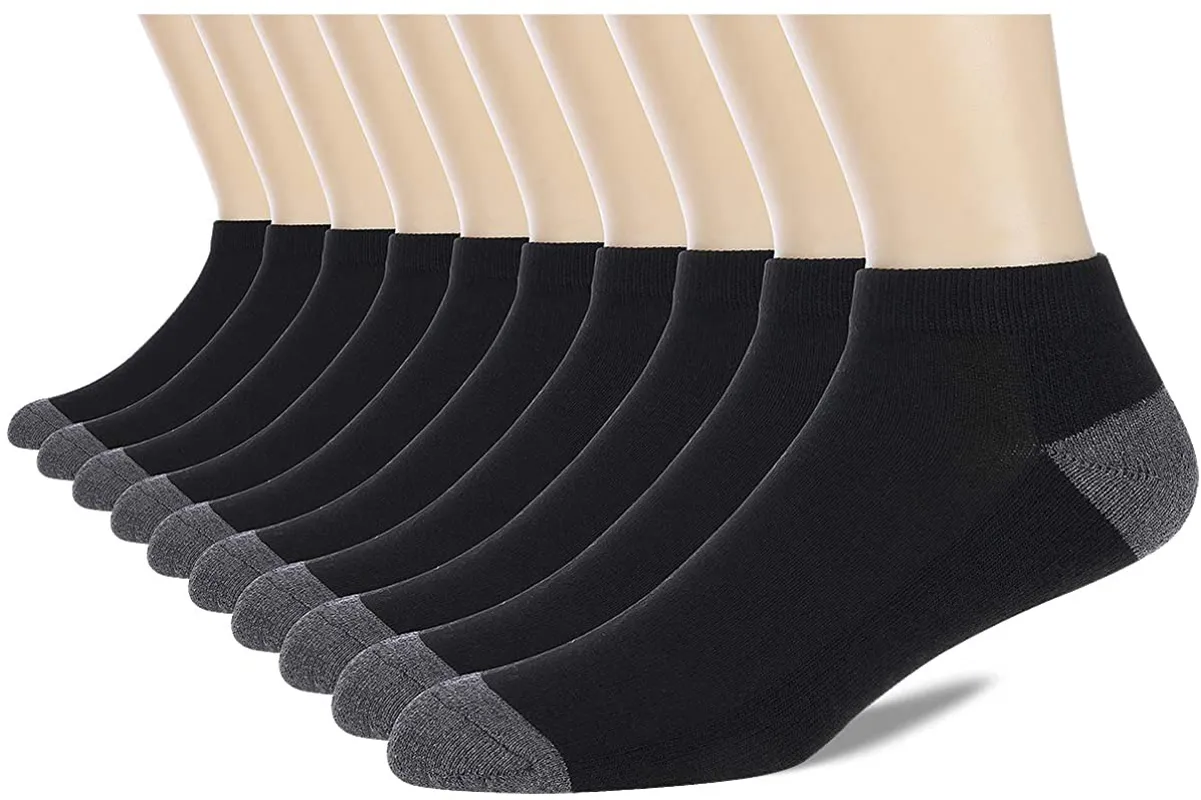 COOVAN 10 Pairs Mens Cushion Ankle Socks Men 10 Pack Low Cut Comfort Breathable Casual Socks