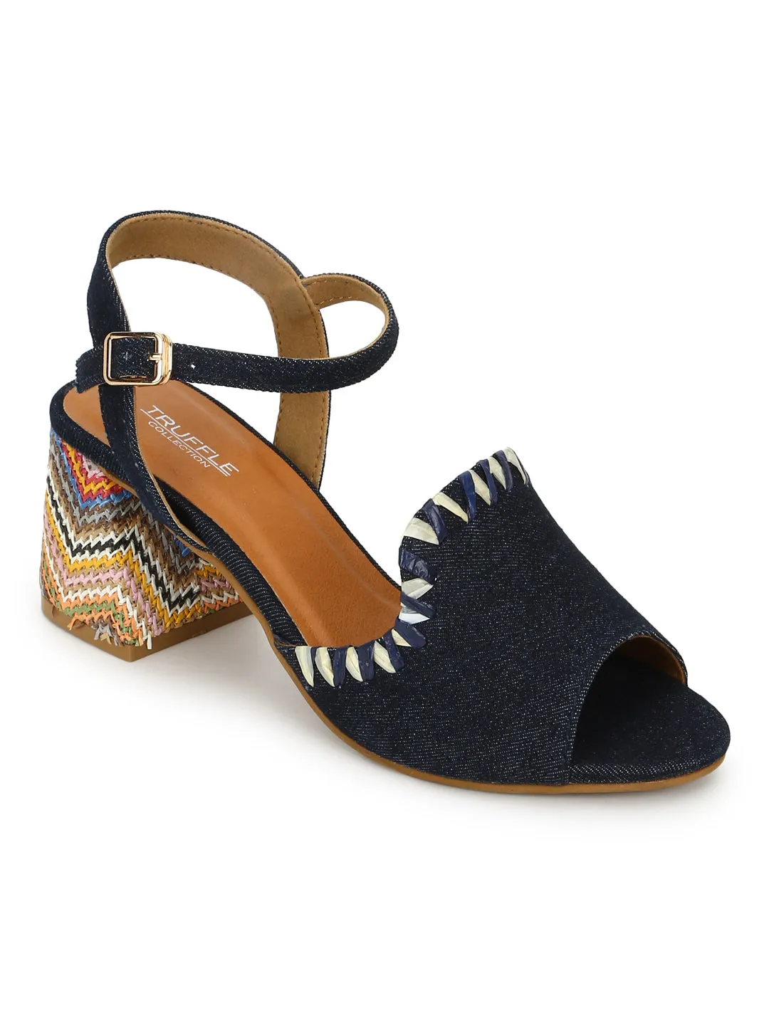 Dark Blue Denim Block Sandals (TC-A3178-DBLU)